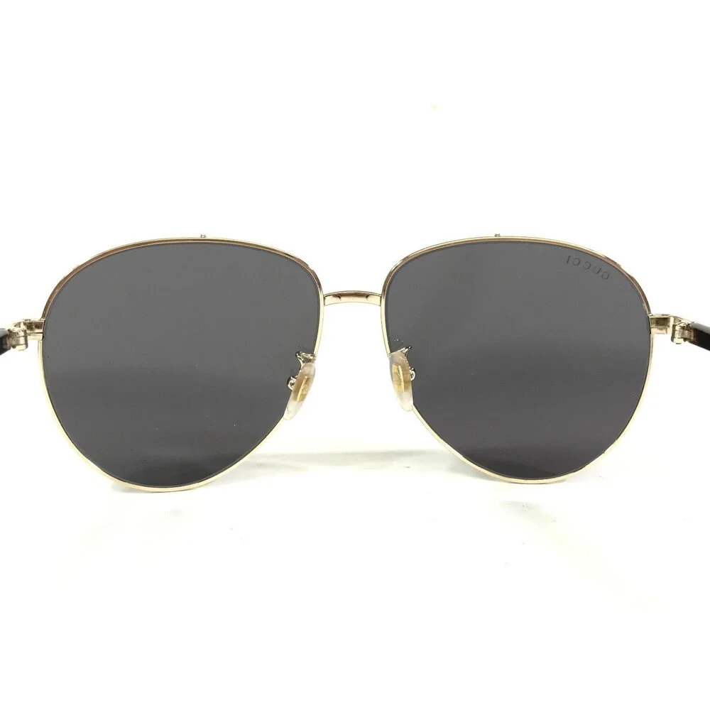 Gucci Sunglasses GG0043SA 002 Polished Gold Aviator Frames with Dark Gray Lenses